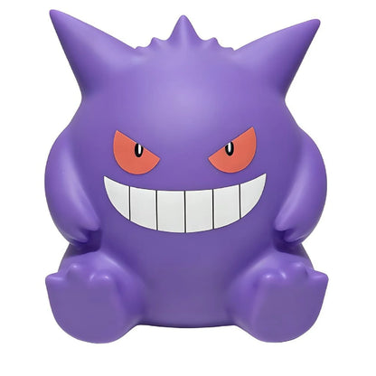 Gengar Pokémon lamp front view, cute anime LED night light with smooth purple design for kids room and desk decor
