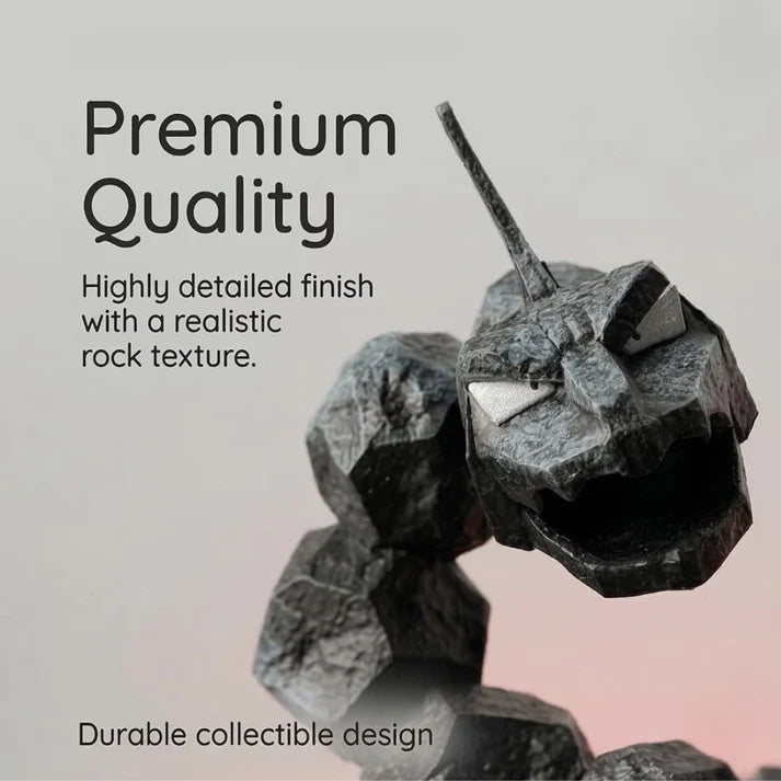 Onix Pokémon desk stand with premium rock texture finish, highly detailed collectible anime figure for desk decoration